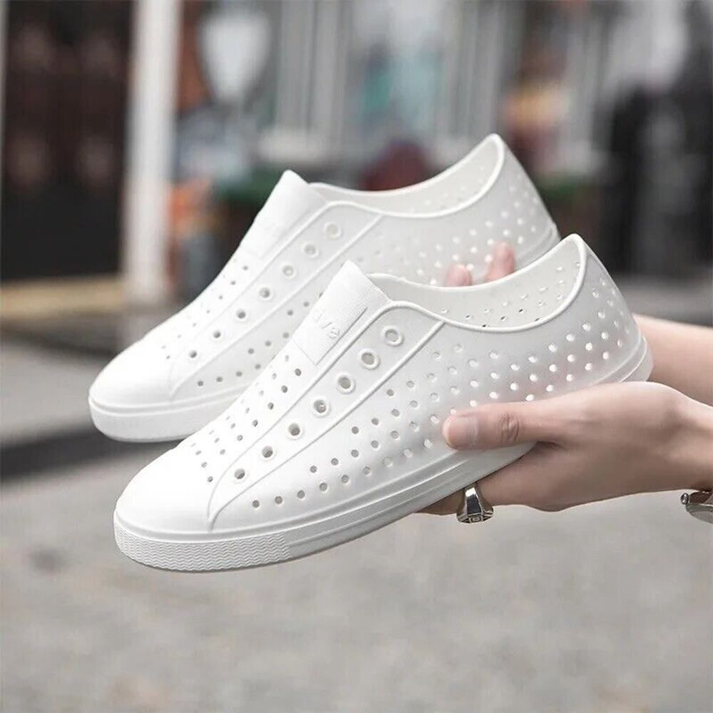White Lightweight Beach Water Shoes Anti-Slip Casual Slip On Boat Flat 41 9.5